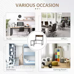 HOMCOM L Shaped Desk with Book Shelf, Industrial Corner Computer Desk, Writing Table with Steel Frame for Home Office, Bedroom, Study Room, 140 x 125cm, Brown - 7