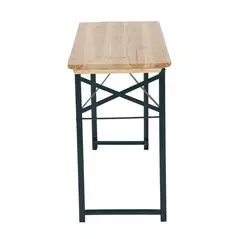 Outsunny Portable Folding Camping Picnic Trestle Beer Table and 2 Bench Set Wooden Garden Furniture Patio Dining Party BBQ Chairs Stools - 7