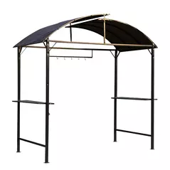 Outsunny Metal Smoking Gazebo Marquee Garden Patio BBQ Tent Grill Canopy Awning Shelter - Coffee - 1