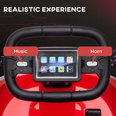 HOMCOM 6V Electric Kids Bumper Car, 6V Spin Waltz Car, with Music, Horn, Lights - Red - 5