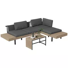 Outsunny Three-Piece 'L' Garden Sofa Set - Grey - 1