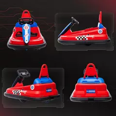 HOMCOM 6V Electric Kids Bumper Car, 6V Spin Waltz Car, with Music, Horn, Lights - Red - 8