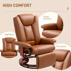 HOMCOM Faux Leather Recliner Chair - Brown - 7