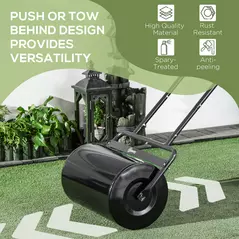 Outsunny 38L Fillable Cylinder Steel Lawn Roller - Black - 6