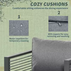 Outsunny Nine-Piece Aluminium Garden Set, with Glass-Top Table - Grey - 6