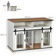 PawHut Dog Crate Furniture for Small and Large Dogs, with Movable Divider - White - 3