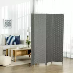 HOMCOM 4-Panel Room Dividers, Wave Fibre Freestanding Folding Privacy Screen Panels, Partition Wall Divider for Indoor Bedroom Office, 170 cm, Grey - 2