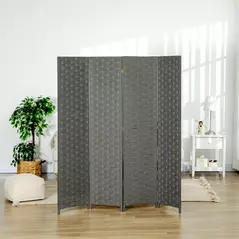 HOMCOM 4-Panel Room Dividers, Wave Fibre Freestanding Folding Privacy Screen Panels, Partition Wall Divider for Indoor Bedroom Office, 170 cm, Grey - 7
