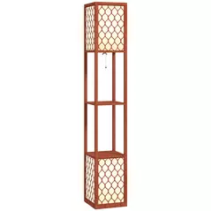 HOMCOM Duo Light Floor Shelves - Brown - 1