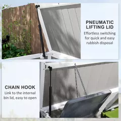 Outsunny 4.7 x 2.5FT Garden Shed, Lockable Outdoor Storage with Openable Lid, Small Shed for 2 Trash Cans, Tools, Patio, Light Grey - 5