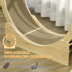 PawHut Cat Wheel with Brake, Scratching Pads - Oak Tone - 7