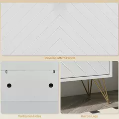 HOMCOM 12 Shoe Storage Cabinet, with Chevron Indents and Gold Tone Accents - White - 7