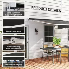 Outsunny Garden Retractable Awning - Black - 7