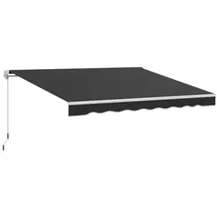Outsunny Garden Retractable Awning - Black - 1