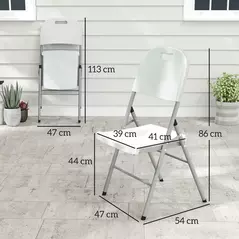 Outsunny Set of Four Foldable Outdoor Chairs - White - 3