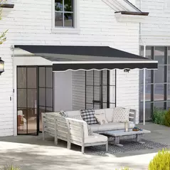 Outsunny Garden Retractable Awning - Black - 2