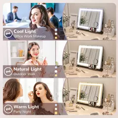 HOMCOM LED Light Tabletop Makeup Mirror, with Adjustable Settings - 6