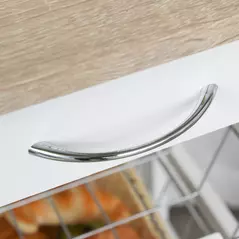 HOMCOM Rolling Kitchen Cart, Utility Storage Cart with 4 Basket Drawers & Side Racks, Wheels for Dining Room, Natural and White - 8