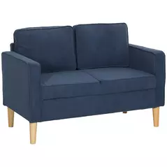 HOMCOM Small Two-Seater Corduroy Sofa - Blue - 1