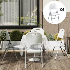 Outsunny Set of Four Foldable Outdoor Chairs - White - 7