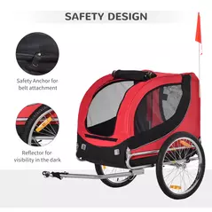 PawHut Steel Dog Bike Trailer Pet Cart Carrier for Bicycle Kit Water Resistant with Hitch Coupler Travel Black and Red - 6