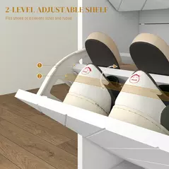 HOMCOM 12 Shoe Storage Cabinet, with Chevron Indents and Gold Tone Accents - White - 5