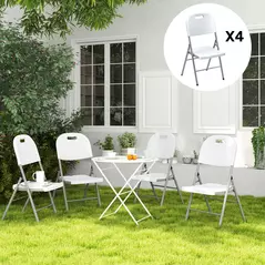Outsunny Set of Four Foldable Outdoor Chairs - White - 8