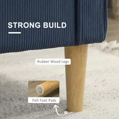 HOMCOM Small Two-Seater Corduroy Sofa - Blue - 7