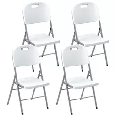 Outsunny Set of Four Foldable Outdoor Chairs - White - 1