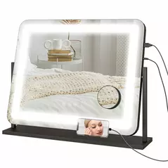 HOMCOM LED Light Tabletop Makeup Mirror, with Adjustable Settings - 1