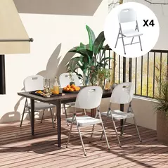 Outsunny Set of Four Foldable Outdoor Chairs - White - 9