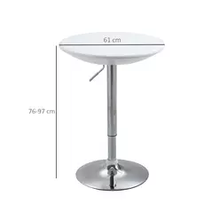 HOMCOM Modern Round Bar Table Adjustable Height Home Pub Bistro Desk Swivel Painted Top with Silver Steel Leg and Base, White - 3