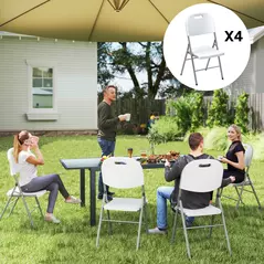 Outsunny Set of Four Foldable Outdoor Chairs - White - 2