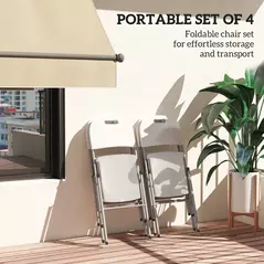 Outsunny Set of Four Foldable Outdoor Chairs - White - 4
