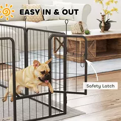 PawHut 12-Panel Solid Dog Playpen with Doors, for Small Dogs, 60cm High, Black - 5