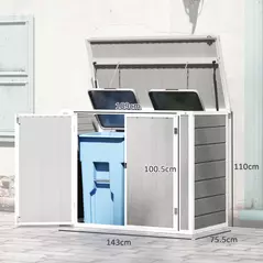 Outsunny 4.7 x 2.5FT Garden Shed, Lockable Outdoor Storage with Openable Lid, Small Shed for 2 Trash Cans, Tools, Patio, Light Grey - 3