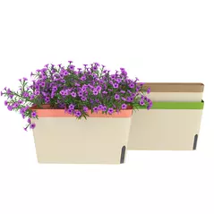 Outsunny Set of 3 Self Watering Plant Pots Outdoor, 27cm Rectangular Garden Planters with Visual Water Level Window, Plastic Flower Pots for Indoor Outdoor Garden Balcony Windowsil - 1