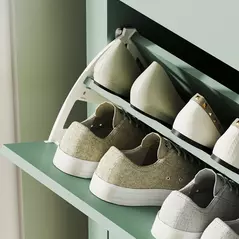 HOMCOM Modern Two-Drawer Shoe Cabinet - Green - 9