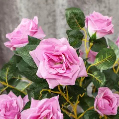 Outsunny Set of 2 Artificial Plants White Rose Floral in Pot, Fake Plants for Home Indoor Decor, 90cm, Purple - 7