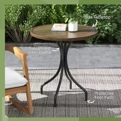 Outsunny Φ66cm Galvanised Steel Garden Table - Brown - 5