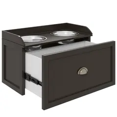 PawHut Stainless Steel Raised Dog Bowls, with 21L Storage Drawer for Large Dogs - Brown - 7