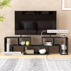 HOMCOM Three-Block Modular TV Stand - Black Wood-Effect - 7