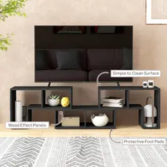 HOMCOM Three-Block Modular TV Stand - Black Wood-Effect - 7