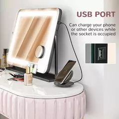 HOMCOM LED Light Tabletop Makeup Mirror, with Adjustable Settings - 5