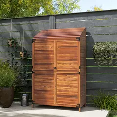 Outsunny 103.5 x 59 cm Wooden Garden Shed - Brown - 9