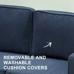 HOMCOM Small Two-Seater Corduroy Sofa - Blue - 6