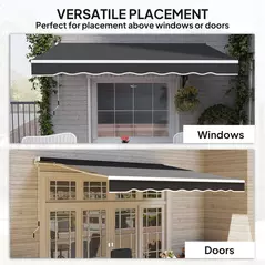 Outsunny Garden Retractable Awning - Black - 6