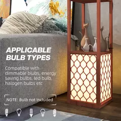 HOMCOM Duo Light Floor Shelves - Brown - 7