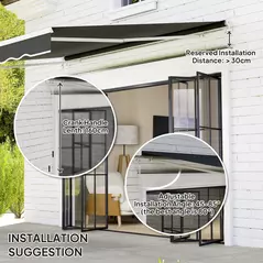 Outsunny Garden Retractable Awning - Black - 9