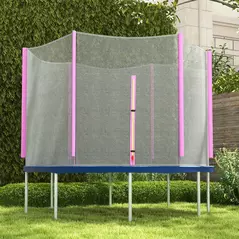 SPORTNOW 10ft Trampoline Net Replacement with 6 Plastic Pole Covers, Weather-Resistant Trampoline Netting Replacement with Zipped Entrance, Poles Not Included, Pink - 7